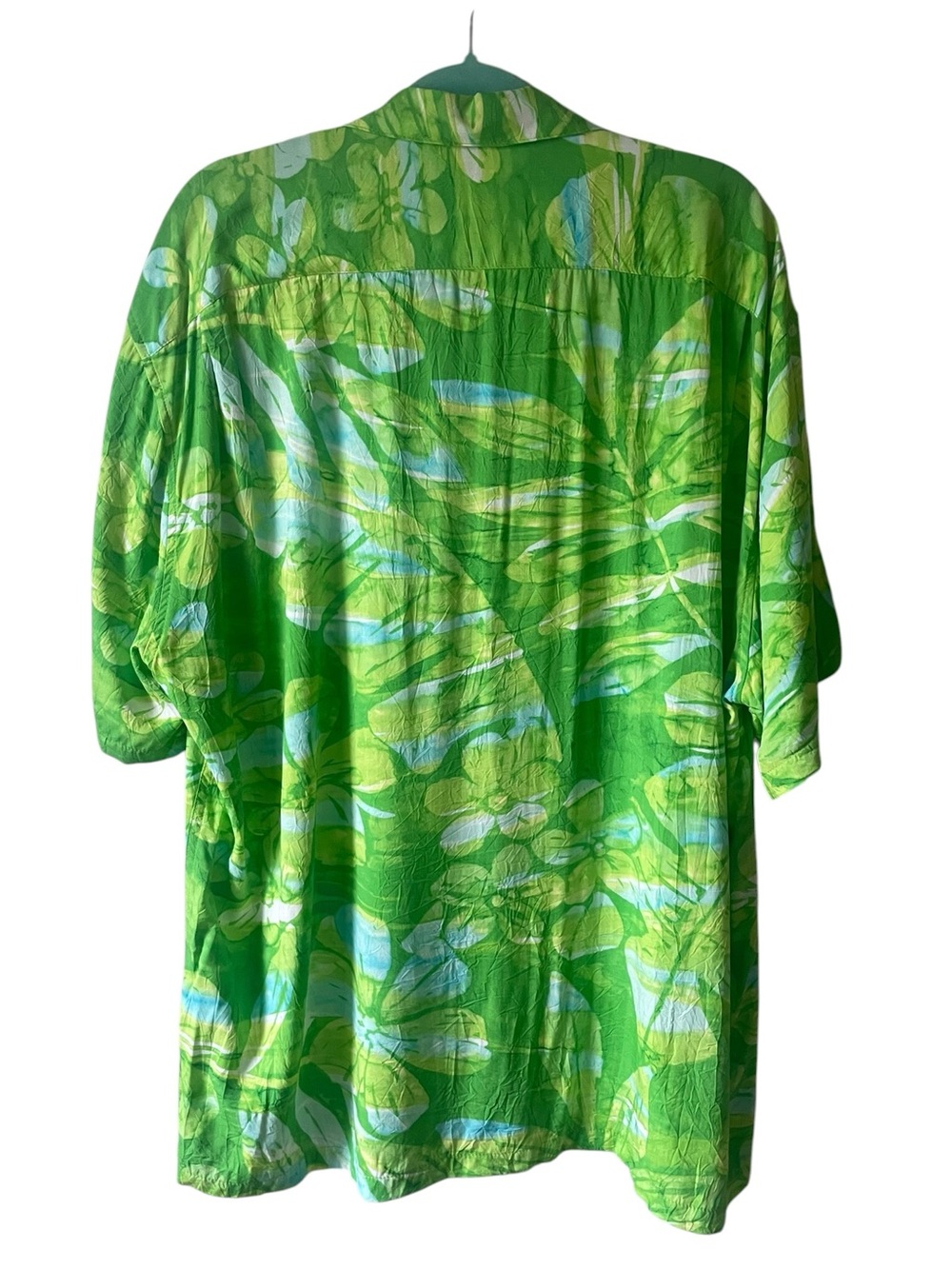Jams World Men's Retro Aloha Shirt in Seagrass Green Blue Large - Picture 4 of 10